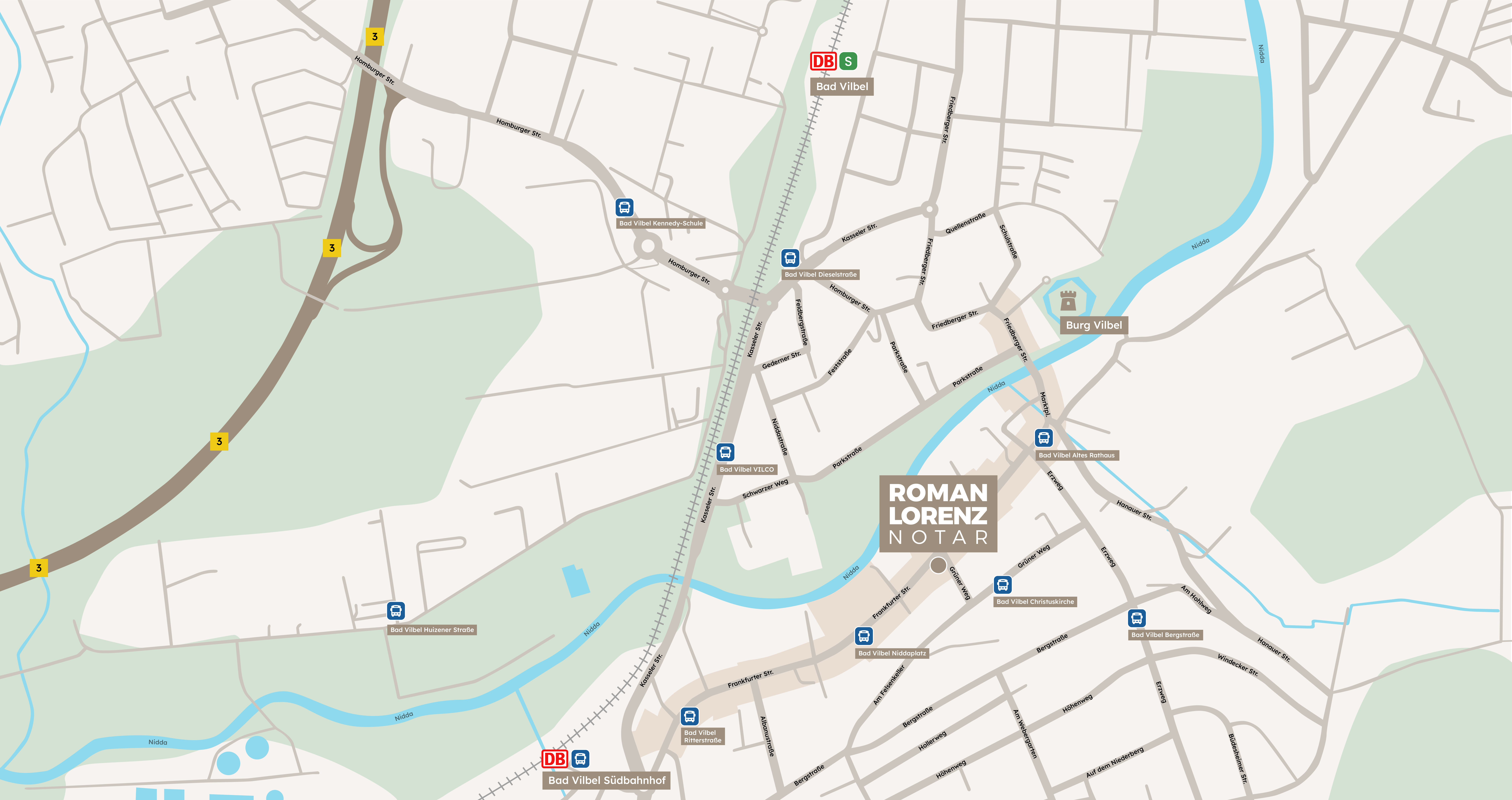 Anfahrtskarte Notariat Roman Lorenz – Übersicht